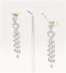 14K Solid White Gold 3.7g Diamond Chandelier Drop Dangle Ornate Dress Earrings